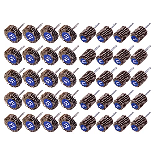 WENORA 40 Stück Schleifscheiben, Körnung 80, 0,32 cm Schaftdurchmesser 32 mm dick und 2,5 cm Schleifpapier Klappe, Schleifscheibe, Schleifkopf, Drehwerkzeug zum Schleifen und Polieren Cover