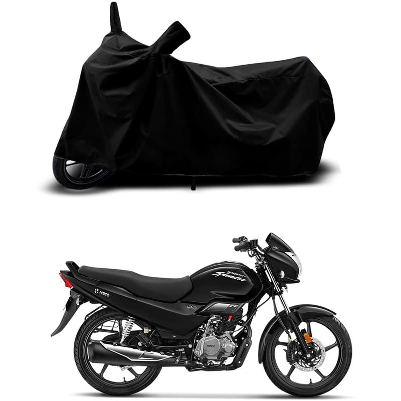 Image of 100% Scratchproof /UV-Rays /Heat Protection /Birds Dropping /Water Resistant /Dust Proof /Waterproof /Full Bike Scooty Two Wheeler Body Cover Compatible for Super Splendor BS6 All Varients[Black]