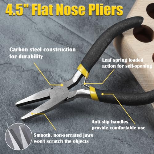 Image of 4.5-Inch Flat Nose Jewelry Making Pliers - Duck Bill, Smooth Jaw, Wire Bending, Wire Straightener, Ring Opening, Precision Plier