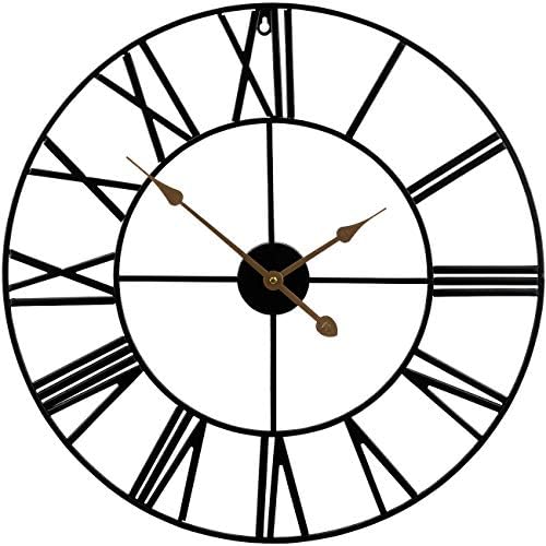 Sorbus Large Decorative Wall Clock 24 Inch, Oversized Centurian Roman Numeral Style Modern Home Decor Ideal for Living Room, Analog Metal Clock, 24" Round (Black)