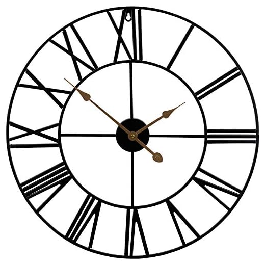 Sorbus Large Decorative Wall Clock 24 Inch, Oversized Centurian Roman Numeral Style Modern Home Decor Ideal for Living Room, Analog Metal Clock, 24" Round (Black)