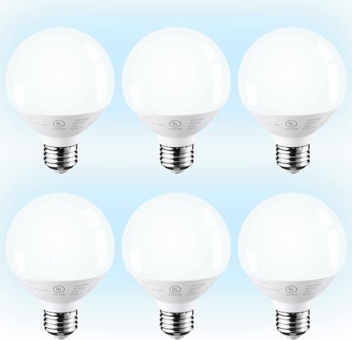 TORCHSTAR Bombilla LED G25, 6 W (equivalente a 40 W), regulable, 450 LM, luz diurna de 5000 K, base E26, ideal para tocador de baño o espejo, UL y