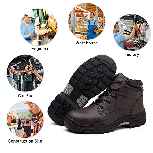Image of ANGRYRAM Steel Toe Boots for Men Work Boots Slip Resistant Safety Shoes Indestructible Industrial Construction Working Boots Waterproof