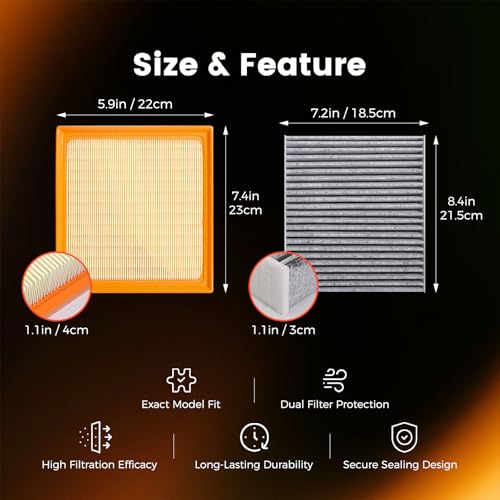 Image of Engine & Cabin Air Filter Set for Subaru Crosstrek 2018-2024 Outback 2020-2025 Ascent Impreza Legacy Replaces 16546AA16A 72880FL00A 72880AL00A