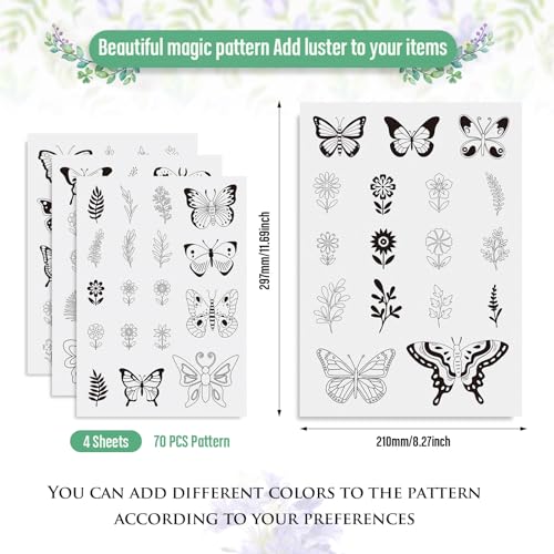 Image of Spritewelry 70 Pcs Butterfly Water Soluble Embroidery Stabilizers, Stick and Stitch Transfer Embroidery Paper Wash Away Adhesive Stabilizers for Hand Sewing Lover Beginners