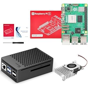 Vemico Raspberry Pi 5 16GB Kit with Pi 5 16GB Board, Active Cooler, Protective Case for Pi 5 Board, Warranty Card and Screwdriver (16GB RAM)