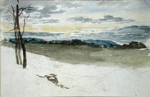 Tableau d'art paysage boisé au coucher du soleil David Cox toile haut de gamme