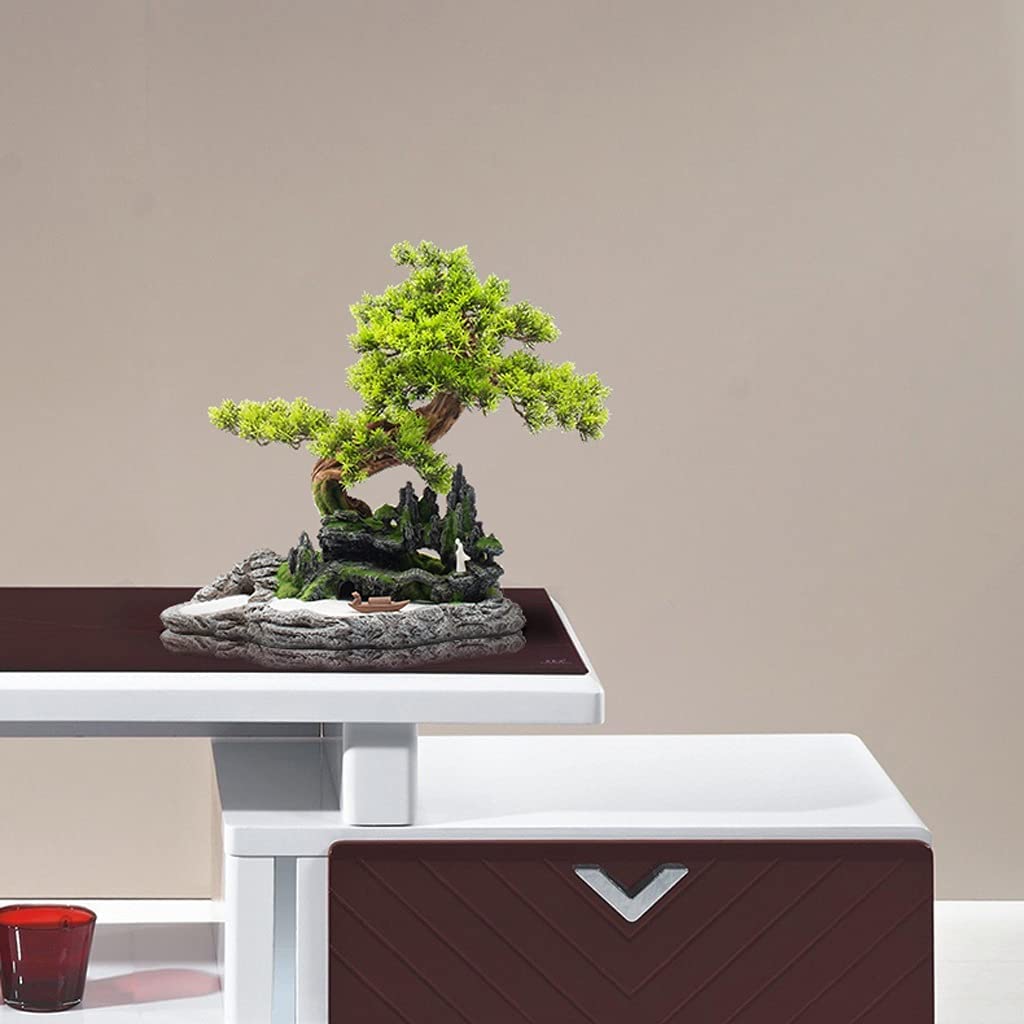 Bonsaï Artificiel Moderne de 18 Pouces avec Bateau de Sable Violet et Plante Artificielle en Porcelaine Blanche pour la décoration de Bureau