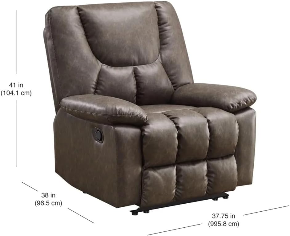 Big Comfortable Recliner Relaxing Chair Supports Up to 350 Lbs Sofa Brown Faux Leather Freight Free Living Room Chairs