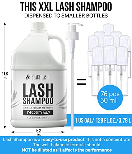 Stacy Lash Eyelash Extension Shampoo 1Us Gal & 100 Pairs Set Under Eye Gel Pads/Eyelid Foaming Cleanser/Safe Makeup & Mascara Remover/Lint Free Patches/Professional Supplies And Beauty Tools #TOP2