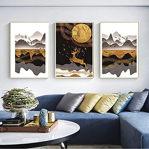 Cuadros modernos de ciervos en la luna para decoración de salón de 20x30 cm 3