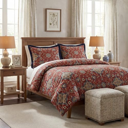 Image of HiEnd Accents Melinda Washed Linen 3 Piece Queen Floral Comforter Set