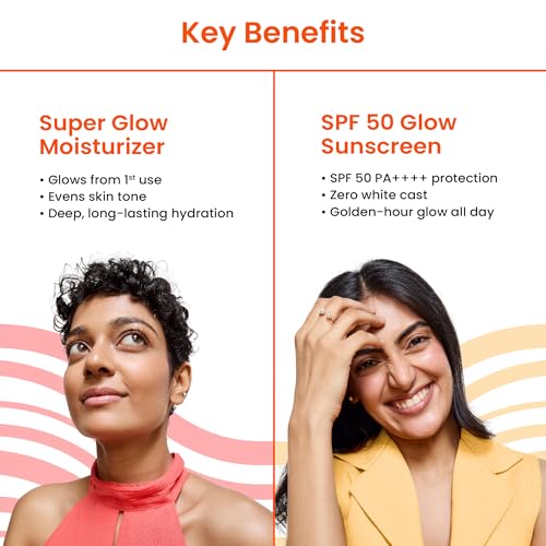 Image of Foxtale Glow On Heartbeat Skincare Gift Set | Hydrating Cleanser, 12% Niacinamide serum, Super Glow moisturizer & SPF 50 Glow sunscreen | Travel-Friendly Kit for Radiant skin | For Men & Women