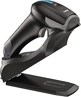 Vista 1 de TEEMI Escáner de código de barras Bluetooth 1D 2D con base USB inteligente montado en la pared, activación automática omnidireccional manos libres