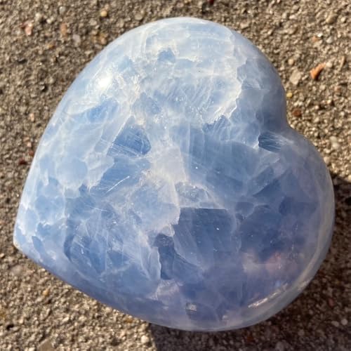 Calcite Bleue pierre précieuse cœur 610g 700g divination maison