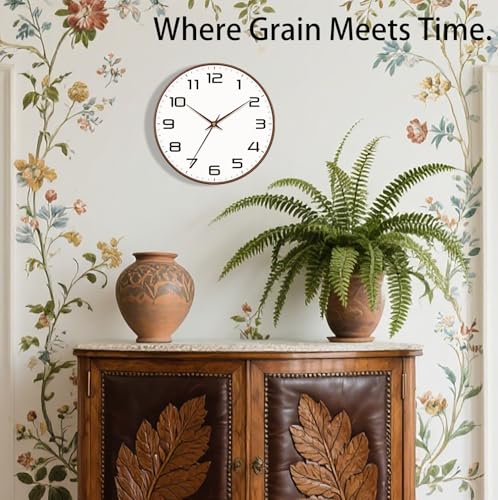 12 Inch Woodgrain Silent Analog Wall Clock product image