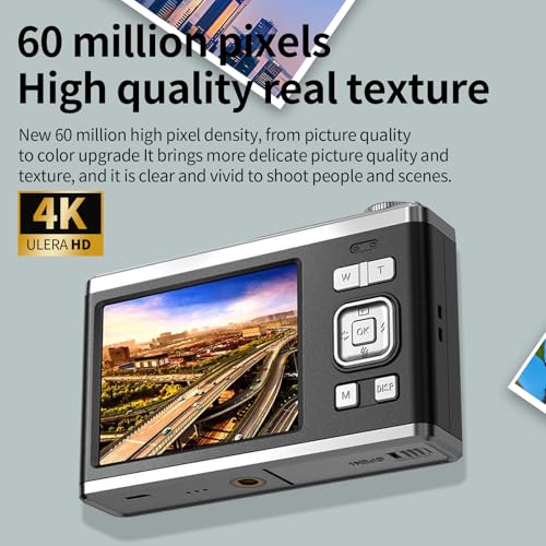 Cámara digital 4K 60MP con zoom óptico y pantalla dual miniatura 2