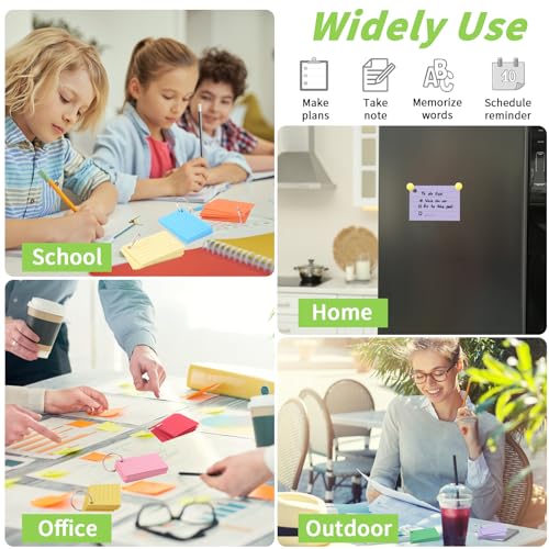 Tikplus Karteikartenset 500 Liniert Karteikarten, A8 Lernkarten mit Ring, 10 Farben Klein Karten zum Vokabeln Lernen, Beidseitig Beschreibbar Flashcards für Lernen Formeln oder Notizen,5.1x7.4cm