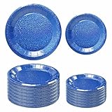 FALIZIFU 50 Pcs Iridescent Royal Blue Paper Plates 25 × 7'' and 25 × 9'' Disposable Blue Shiny Holographic Foil Dinner Plates for Wedding Baby Shower Birthday Disco Party Glitter Dessert Plate