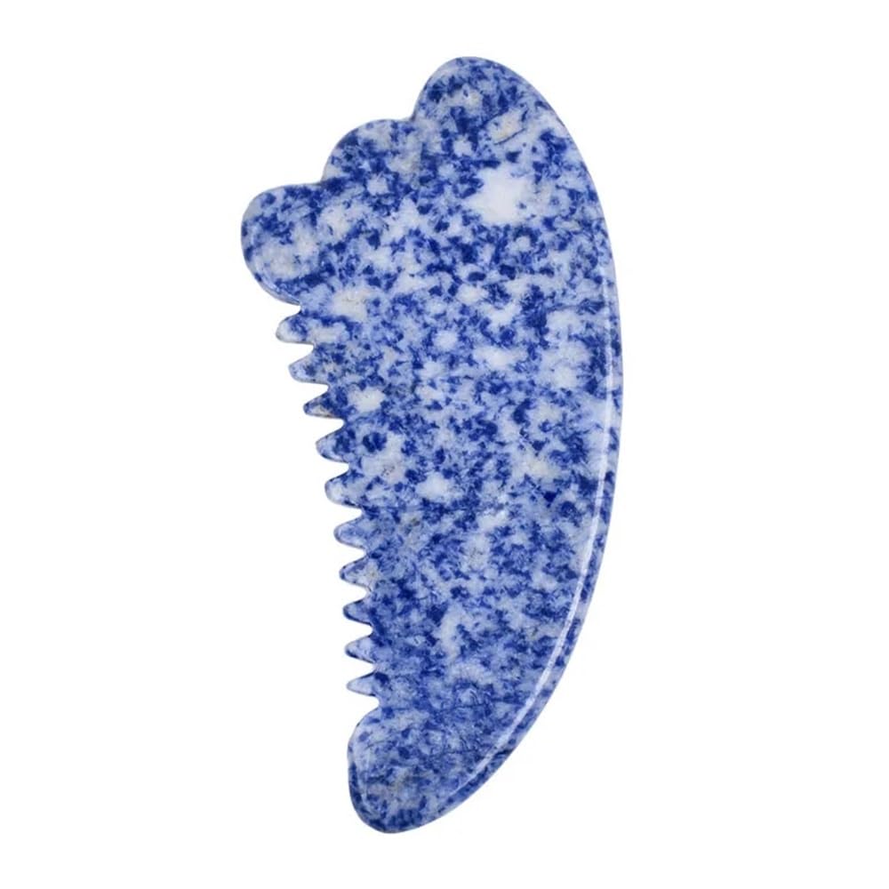 Großes Sodalith-Sägezahn-Gua-Sha-Werkzeug, Blaue Schönheitsprodukte, GuaSha-Massagestab, Hautpflege, Kopf-Akupunkturpunkt-Zeigekamm
