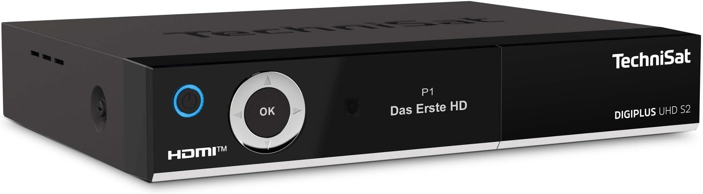 TechniSat DIGIPLUS UHD S2-4K Satellite Receiver with Alphanumeric Display and Twin Tuner (DVB-S/DVB-S2, HEVC, H.265, PVR Recording Function, WLAN, LAN, CI+, USB, OLED) Black