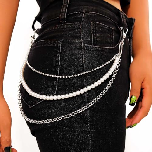 Pearl Pants Chain Silver Layered Jean Chain Hip Hop Wallet Accessories for Women and Men3