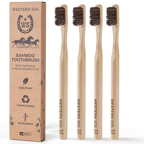 Western SOL Bamboo Horse Bristle Toothbrushes (4-Pack)
