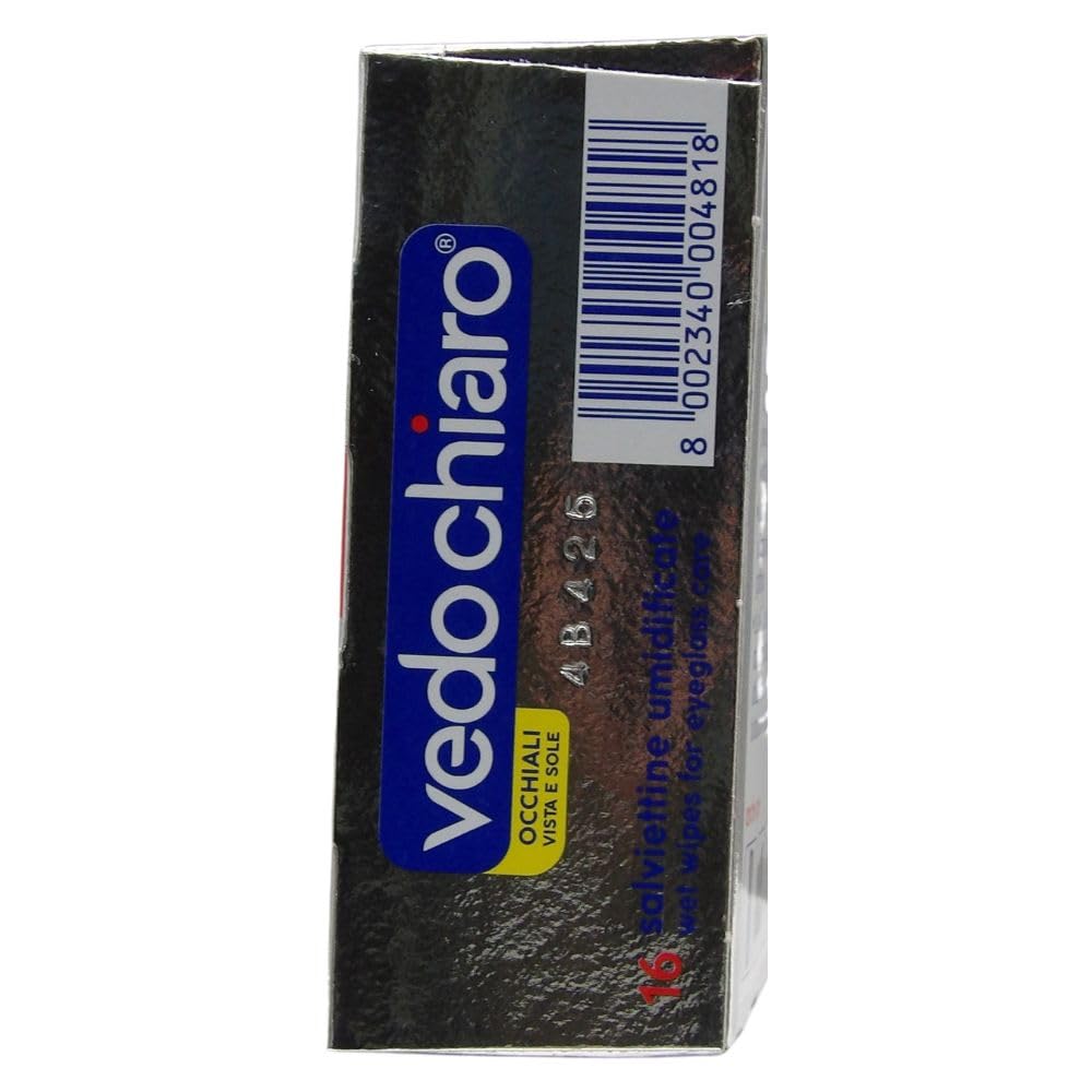 Vedo Chiaro 16 Salviettine Umidificate Monouso Studiate per la Pulizia delle Lenti degli Occhiali, da Vista e da Sole, degli Smartphone, dei Tablet e PC Portatili etc (2 CF da 16)