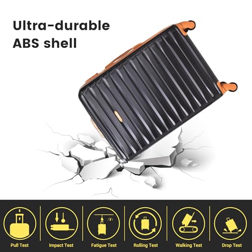 Luggage Sets 3 Piece,5 peice Suitcases with Double Spinner Wheels and TSA Lock,Hardcase Luggage with Travel Duffle Bag,Carry On Luggage Set (BLACK)3