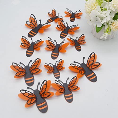 Ganazono Baby Shower Decorations 1 Set 3D Bee Wall Stickers Bumblebee Decor Removable Mural Decals Honey Bee Wall Decor For Home Nursery Bedroom Office Black Orange Snowflake Window Clings #TOP4