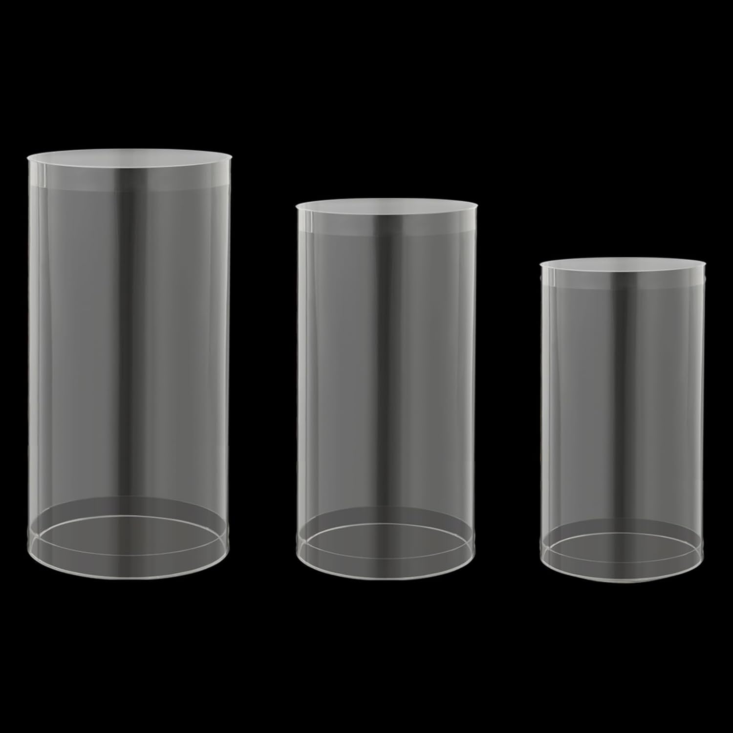 5PCS Clear Cylinder Pedestal Stands, Acrylic Transparent Round Pedestal Display Plinth Pillars, Acrylic Cylinder Round Display Plinth Cake Tables for Party, Flowers, Event Decoration