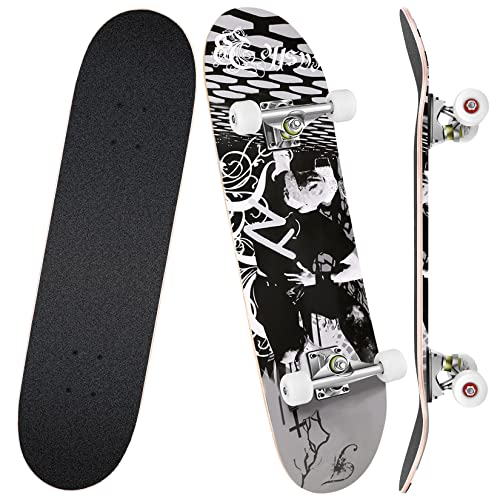 WeSkate Skateboard Anfänger – 31×8 Zoll Komplette Cruiser Skateboard für Kinder Jugendliche Erwachsene, 7-Lagiger Kanadischer Ahorn Double Kick Deck Concave mit ABEC-7 Kugellager, Belastung 100kg., 24.9