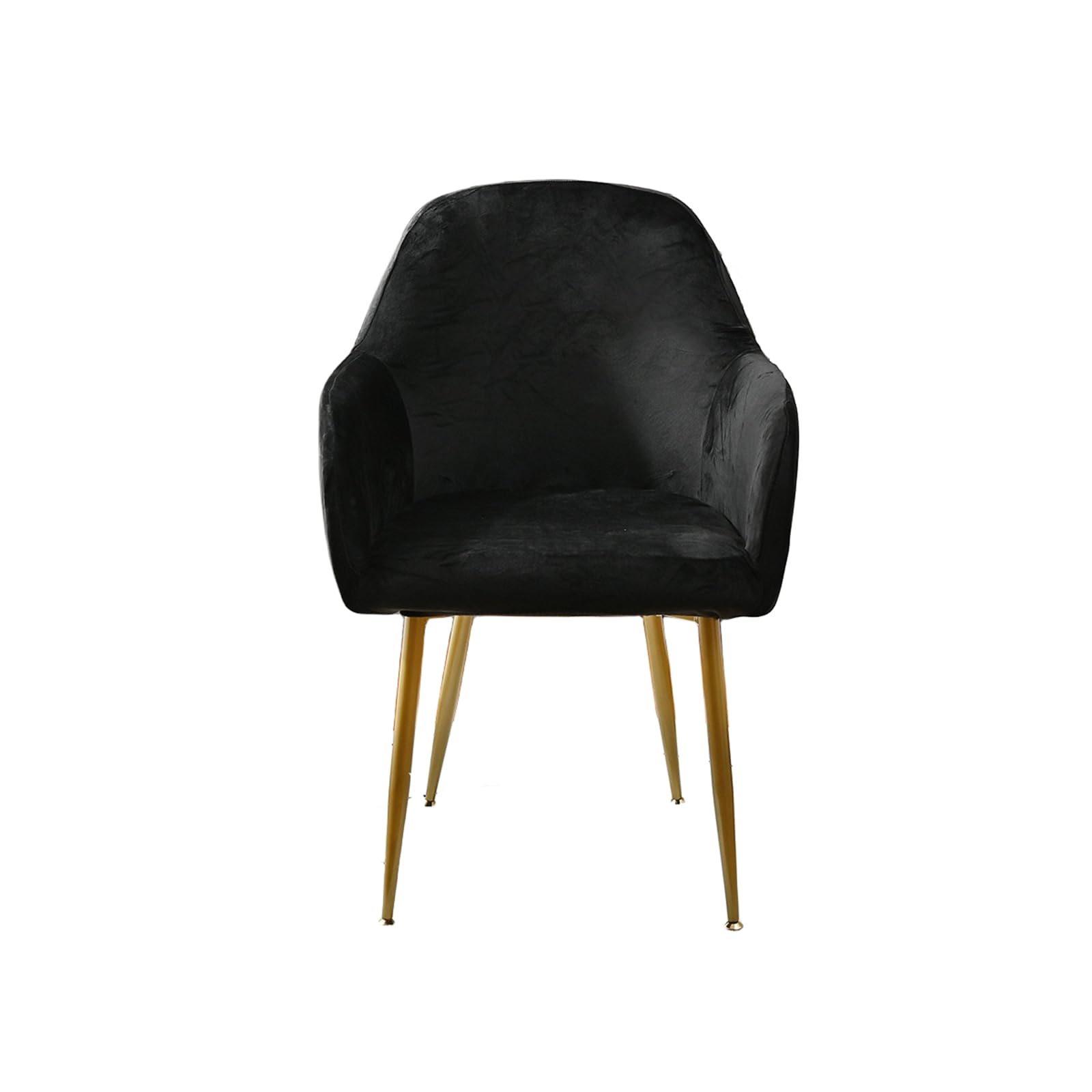 GUYIRT 2 Paquetes Cubierta De Silla De Comedor Curva, Terciopelo Fundas Sillas De Comedor con Brazos Antideslizante Lavable Fundas De Sillas De Comedor con Brazos-Negro