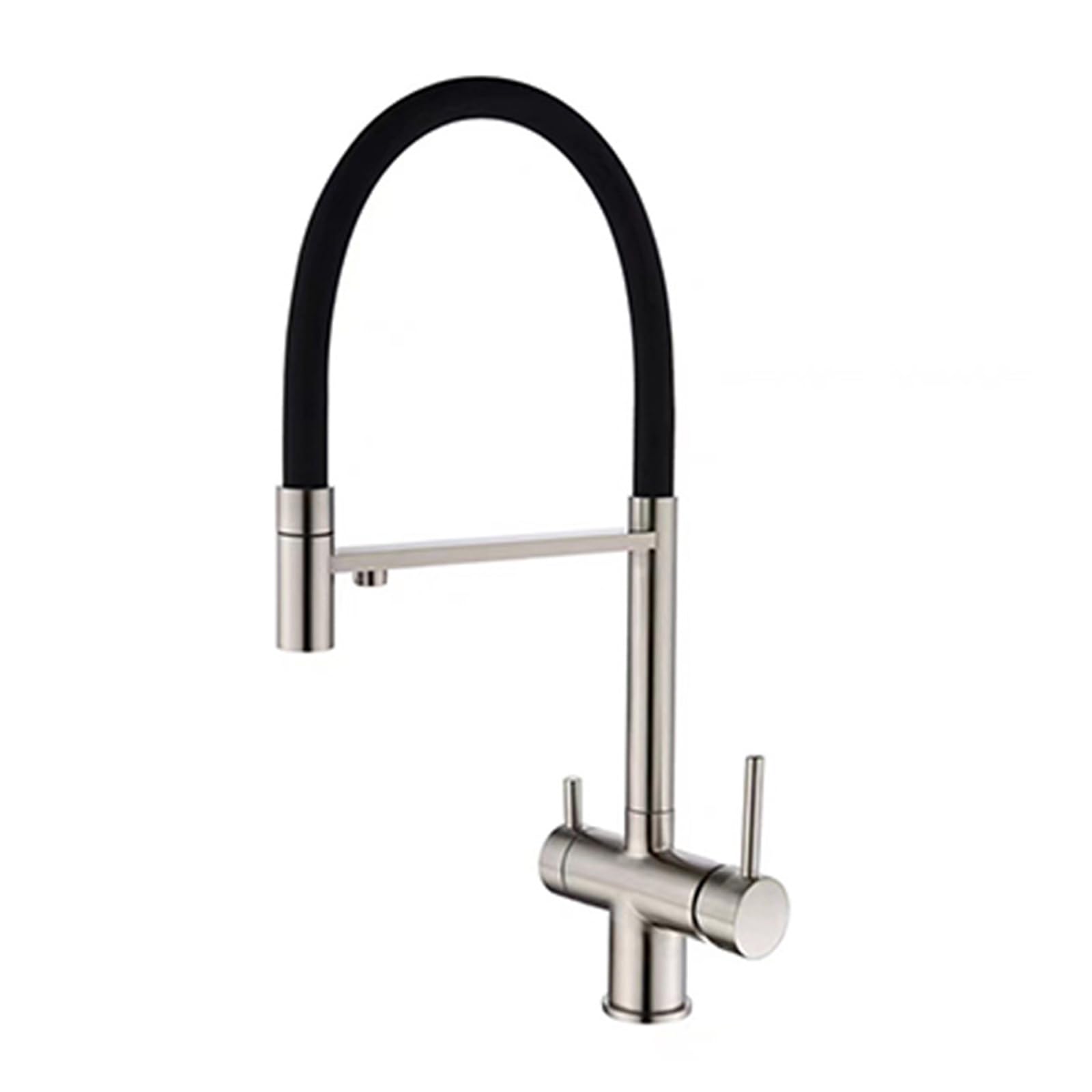 ZYCHSJXA Kitchen Tap 3 Way Double Handle 2 Outlets Sink Taps Mixer Rotating Stainless Steel-Brushed