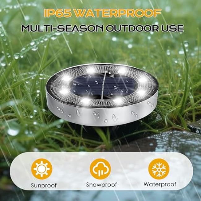 Solar Lights Outdoor 16 Pack, Solar Garden Outdoor Waterproof Pathway Lights Bright In-Ground Light Outdoor Lighting Decor for Lawn, Patio, Yard, Driveway, Step and Walkway White Light