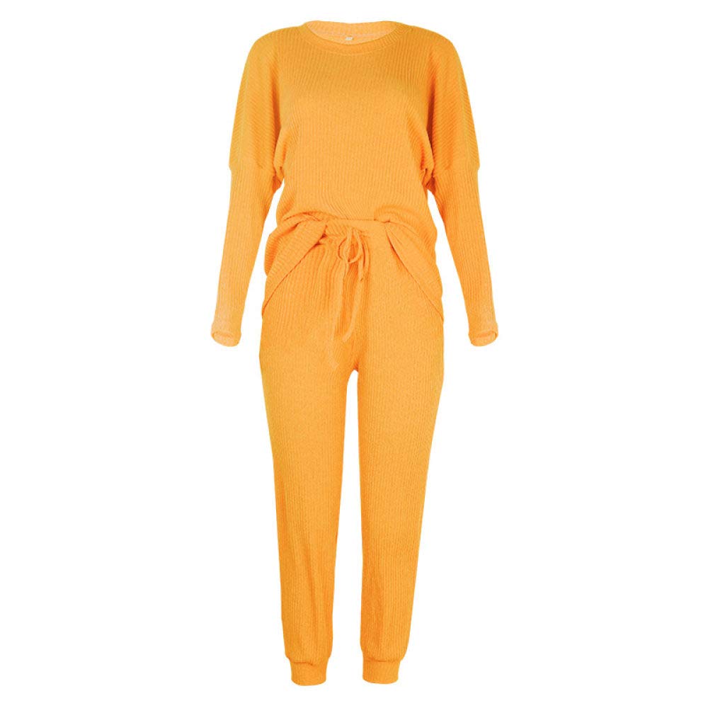 Damen Zweiteiliger Schlafanzuglangarm Pyjama Set Für Damen Damen Herbst Winter Gelb Gestreifter Jacquard Pyjama Set Damen Loungewear Sets Damen