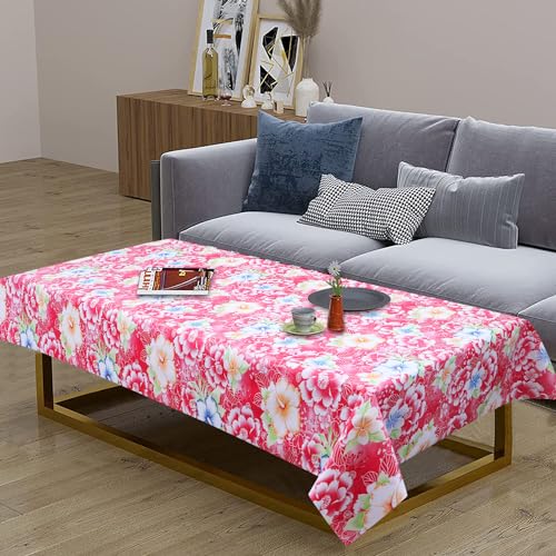 Image of Dakshya Industirs PVC Waterproof Table Cover 36x54 Inch Floral Printed Center Table Cover Washable Plastic Table Sheet Oilproof Dining Table Cover for Coffee Table Living Room Home (Modern Charm)