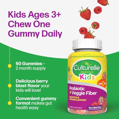 Culturelle Kids Probiotic + Veggie Fiber Gummies, Ages 3+, Berry, 60 Count - image 3