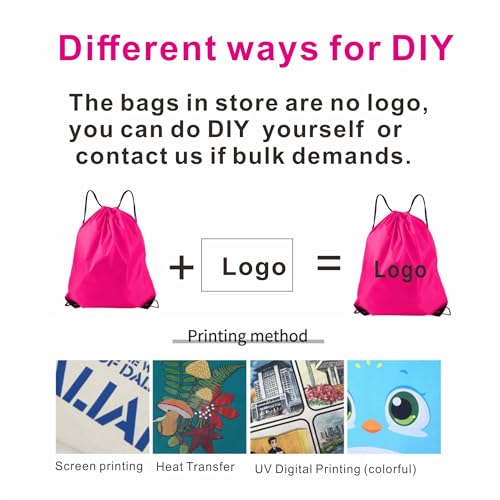 Drawstring Backpacks, 20 Pack Bulk Drawstring Bags, Cinch Bags for Outdoor Sports,travel storage bag,gift bag- Fuchsia 5
