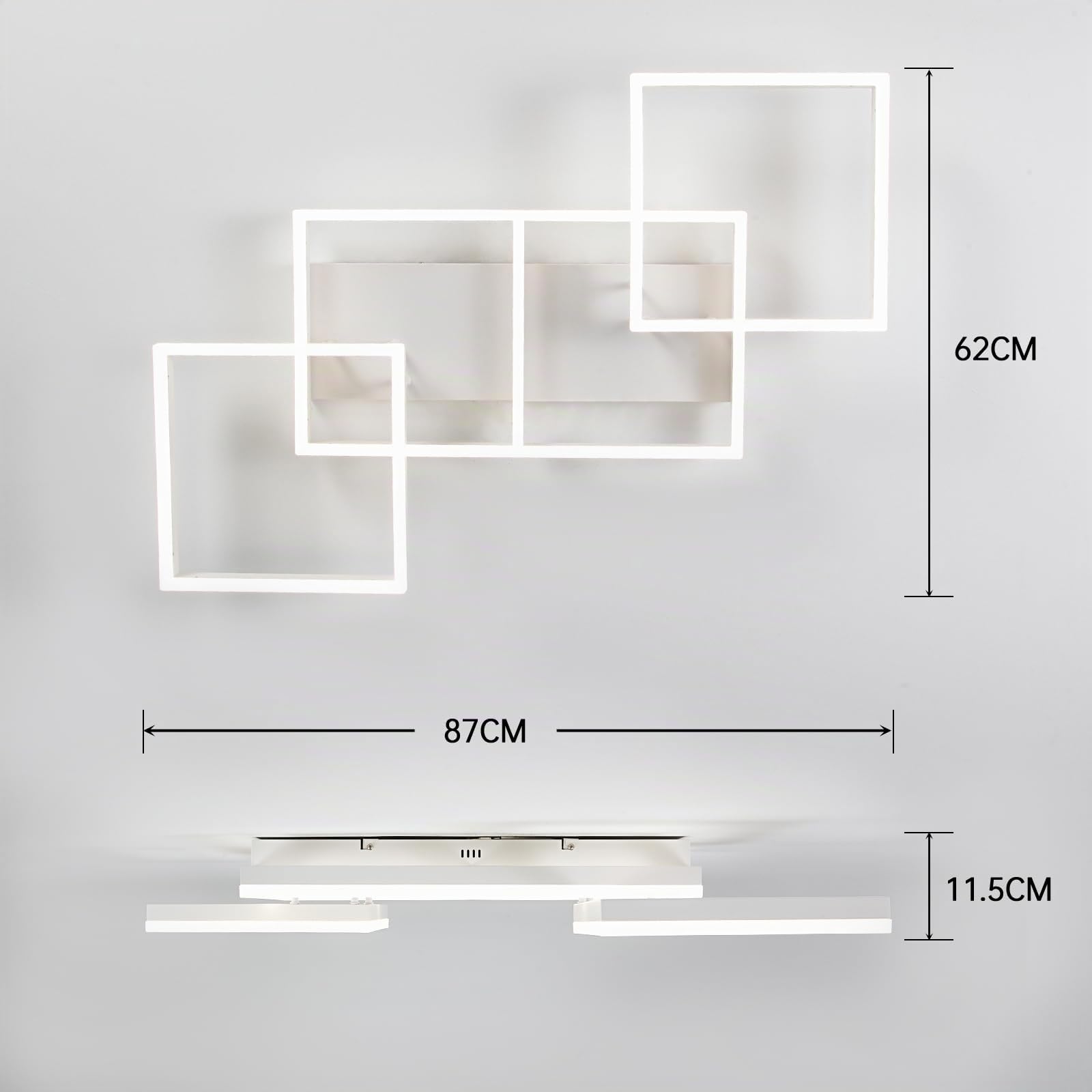 ANTENLICHT LED Deckenleuchte 85CM Dimmbar Wohnzimmer Deckenlampe 75w 7200LM, Wohnzimmerlampe mit Fernbedienung 3000K-6500K, Metall Rechteckige Schlafzimmerlampe Deckenbeleuchtung für Schlafzimmer Büro