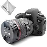 First2savvv Negro Cuerpo Completo Caucho de TPU Funda Estuche Silicona para cámara para Canon EOS 6D Mark II 6D MK II + paño de Limpieza XJPT-6D Mark II-GJ-01G11