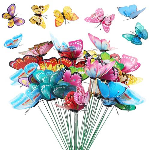 30PCS Butterfly Decorations Outdoor Butterfly Garden Picks for Garden Decor