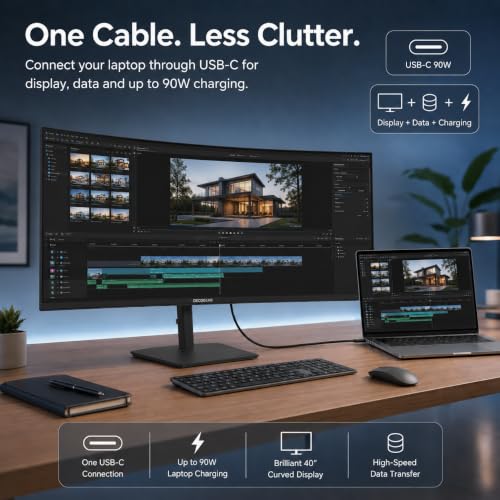 Image of Deco Gear 40 inch Ultrawide Curved Monitor, 5120x2160, 5K2K, 21:9 75Hz 1ms MPRT