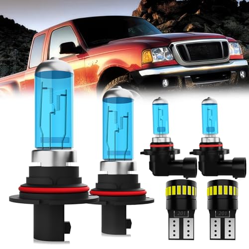 Image of Headlight Bulbs License Plate Lights Fit For Ford Ranger 1998-2000, 9007 High Low Beam + 9006 Fog Lights Halogen Light Bulb + License Plate Lights, Pack of 6