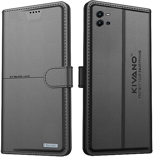 Image of KIVANO Compatible with Vivo Y35 Flip Cover | Leather Finish | Inside Pockets & Inbuilt Stand | Shockproof Wallet Style Magnetic Closure Back Cover Case