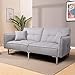 Yaheetech Sleeper Sofa Couch Bed Convertible Sofa Modern Futon Couches Sofas Bed Fold Up and Down Linen Fabric Recliner Couch for Living Room Gray