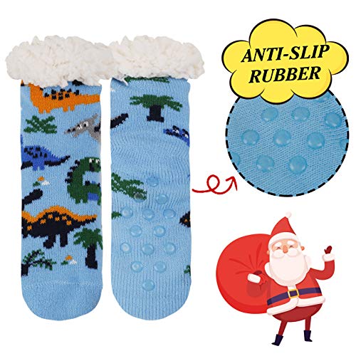 FENELY 3 Pairs Kids Boys Girls Slipper Socks Winter Sherpa Lined Fuzzy Warm Soft Non Skid3