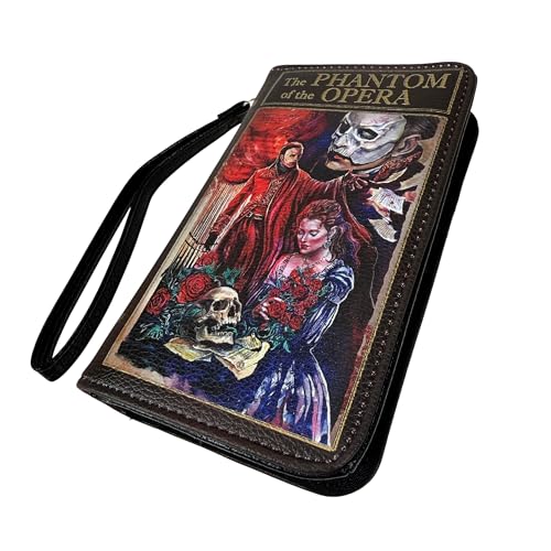 Image of Women's Bifold Wallet Phantom of the Opera Book Wristlet, Burgundy 7 Inch
