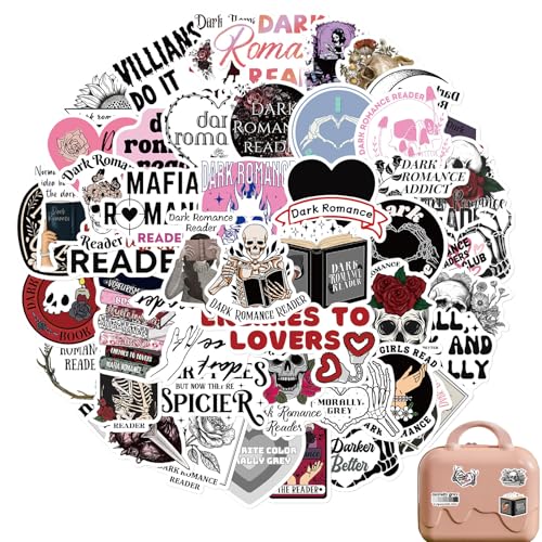 50 pegatinas para lector de romance oscuro, pegatinas Bookish, pegatinas romance oscuro, pegatinas de vinilo resistentes al agua, pegatinas de libro, para botellas de agua, álbumes de recortes,