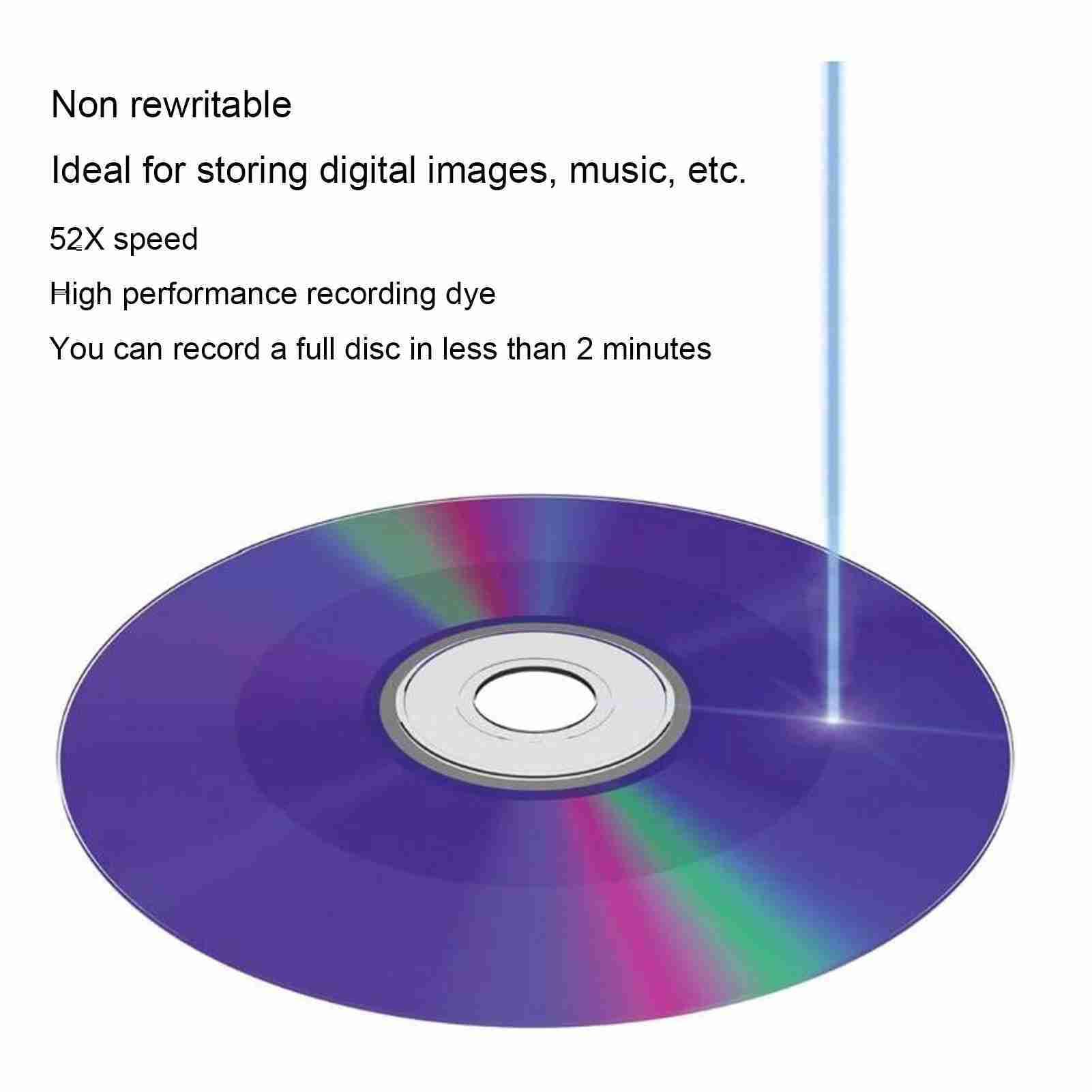 CD R Discos en Blanco, 52x 730mb PC Clear Recordable Music Disc Cds para Quemar música almacenando Datos Digitales Datos (50 por ciento)